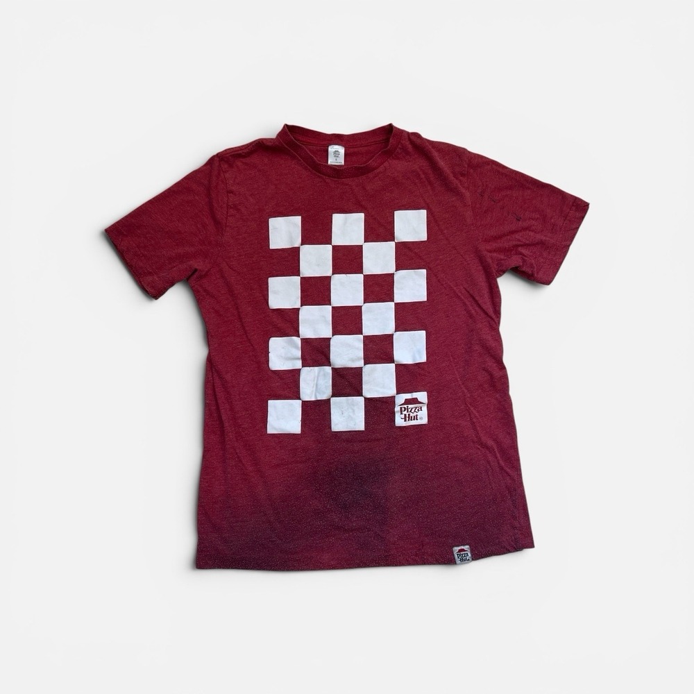 Pizza Hut Checkerboard Graphic T-Shirt Men's Small Red Heather